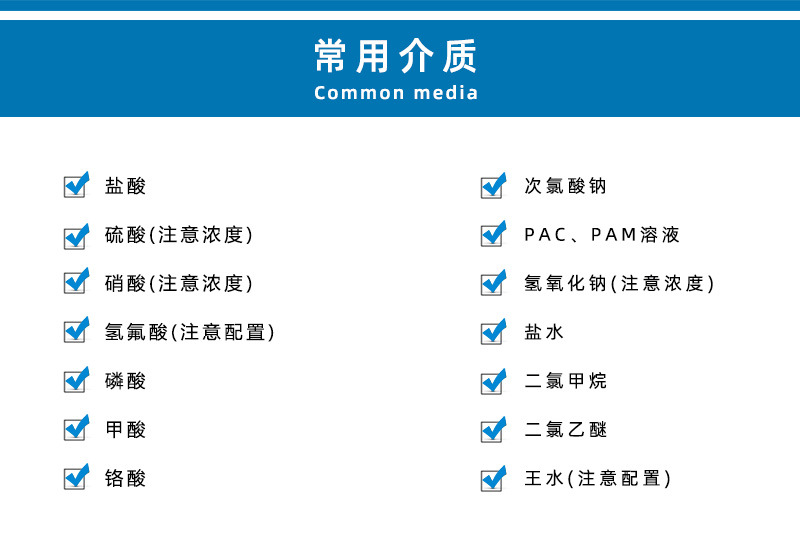 襯氟磁力泵適用介質(zhì)