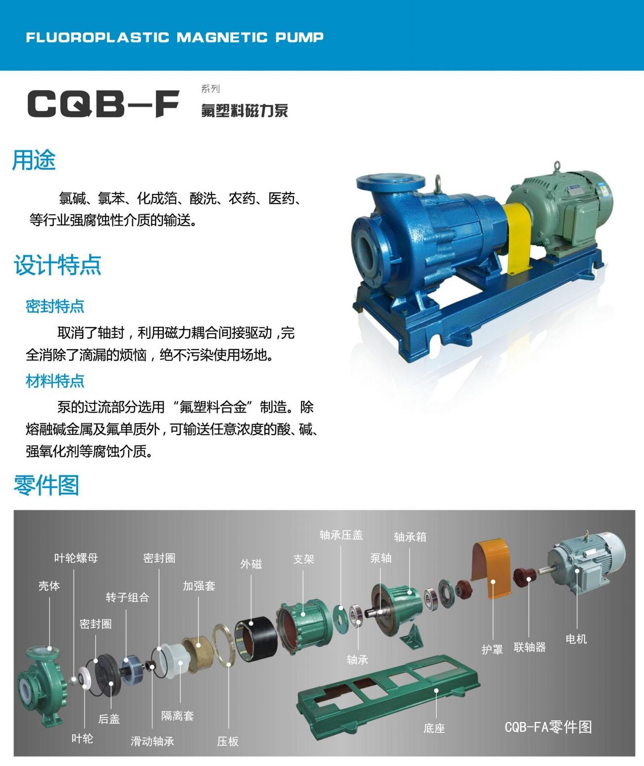 CQB-FA型F46襯氟磁力泵說明